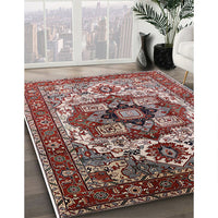 Mid-Century Modern Saffron Red Oriental Rug, urb1450