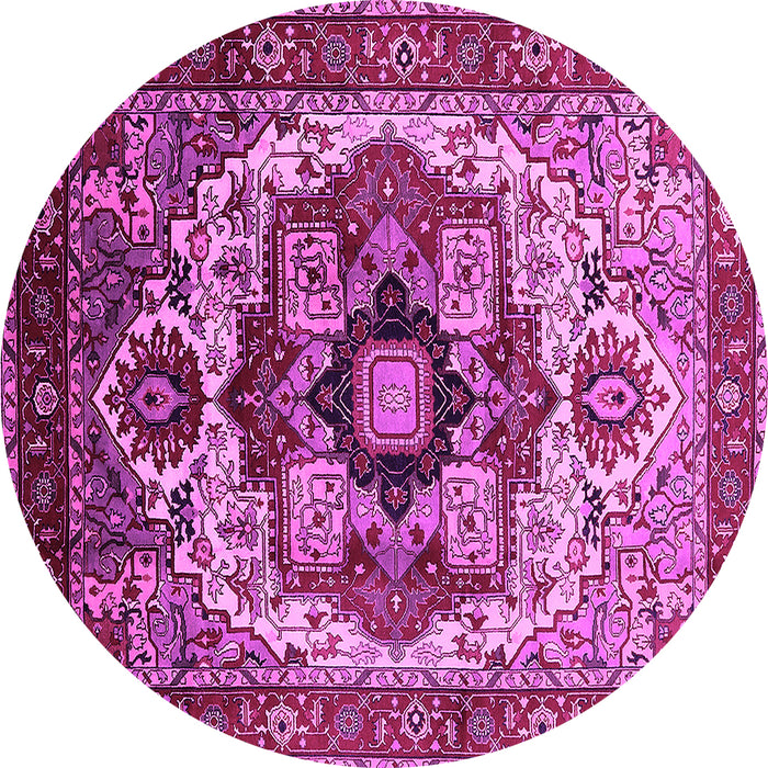 Round Machine Washable Oriental Pink Industrial Rug, wshurb1450pnk