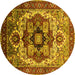 Round Oriental Yellow Industrial Rug, urb1450yw