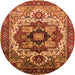 Round Machine Washable Oriental Orange Industrial Area Rugs, wshurb1450org