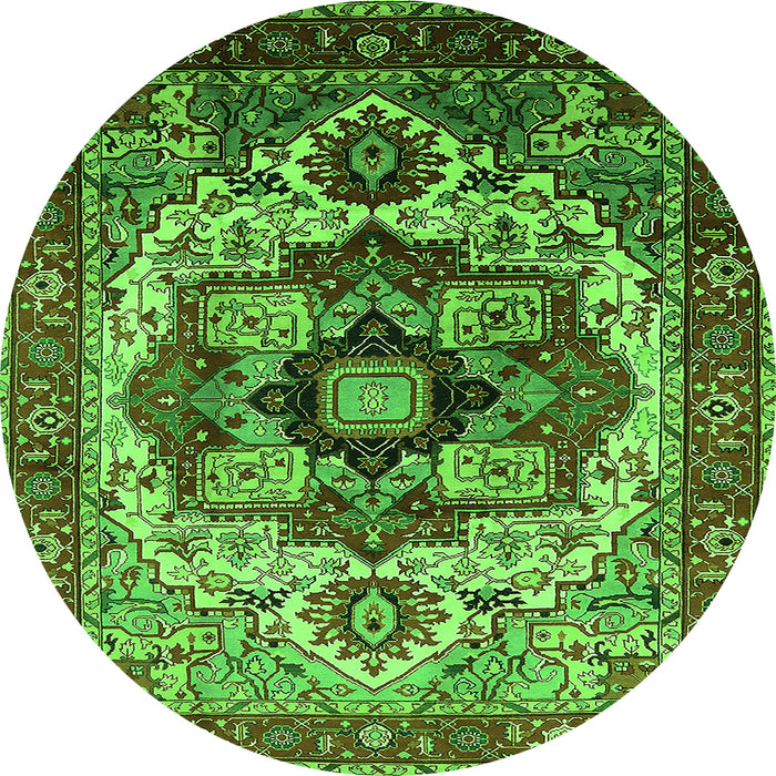 Round Oriental Green Industrial Rug, urb1450grn