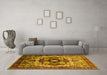 Machine Washable Oriental Yellow Industrial Rug in a Living Room, wshurb1450yw