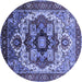 Round Oriental Blue Industrial Rug, urb1450blu