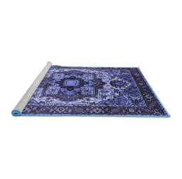 Sideview of Machine Washable Oriental Blue Industrial Rug, wshurb1450blu