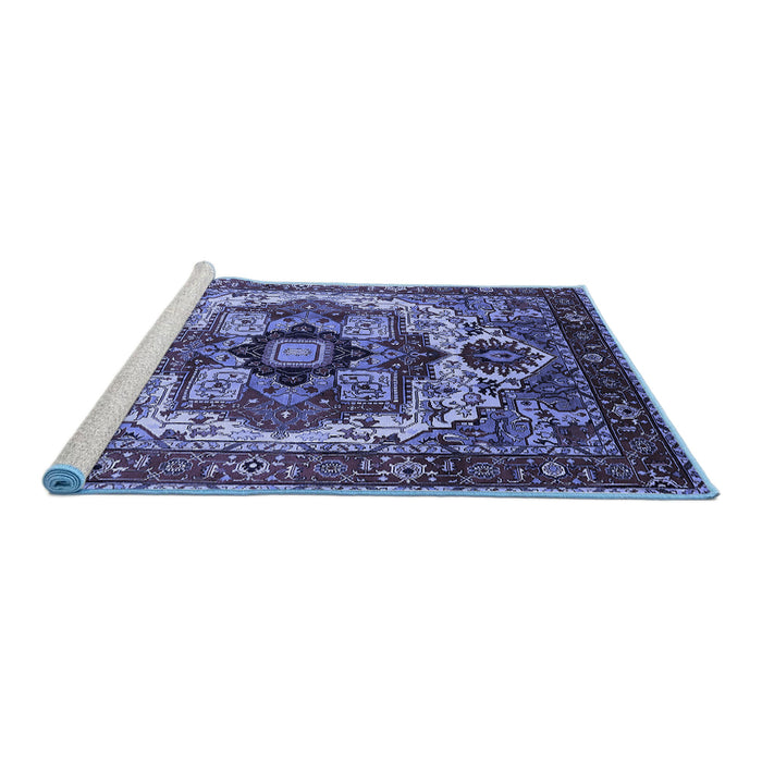 Sideview of Machine Washable Oriental Blue Industrial Rug, wshurb1450blu