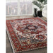 Mid-Century Modern Saffron Red Oriental Rug in Family Room, urb1450