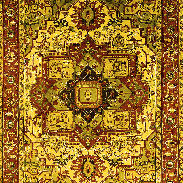 Machine Washable Oriental Yellow Industrial Rug, wshurb1450yw