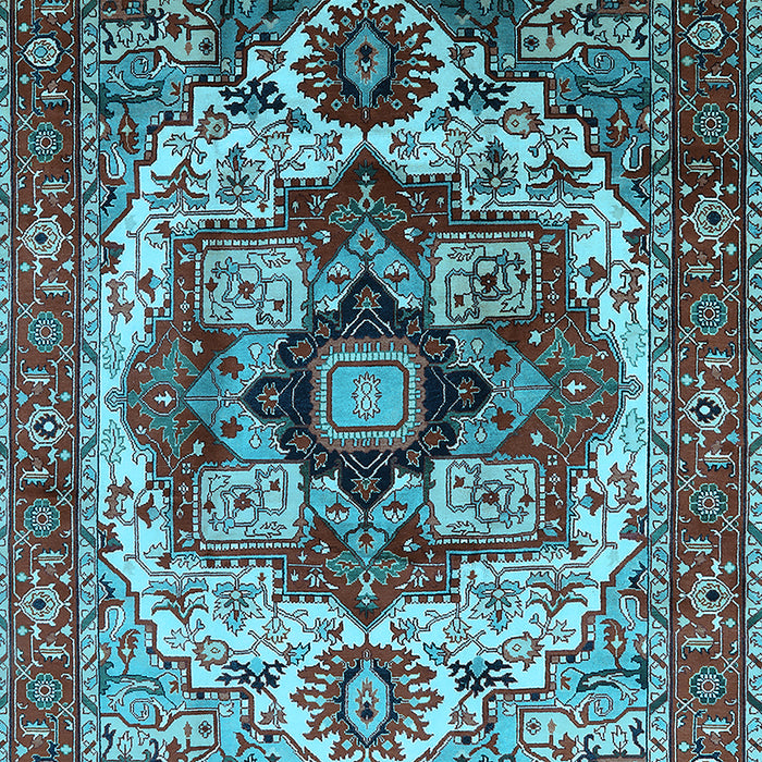 Machine Washable Oriental Light Blue Industrial Rug, wshurb1450lblu
