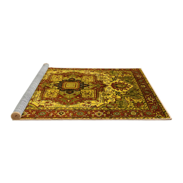 Sideview of Machine Washable Oriental Yellow Industrial Rug, wshurb1450yw