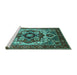 Sideview of Machine Washable Oriental Turquoise Industrial Area Rugs, wshurb1450turq