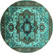 Round Oriental Turquoise Industrial Rug, urb1450turq