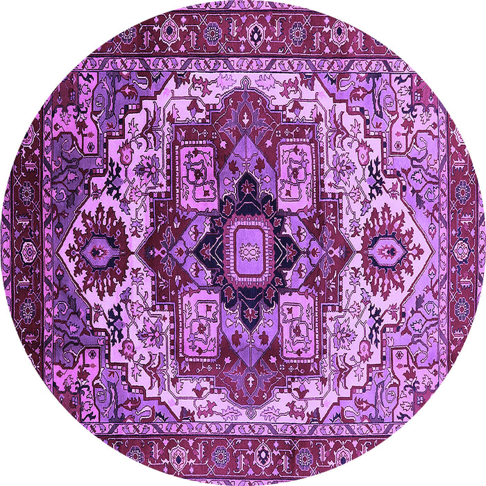 Round Machine Washable Oriental Purple Industrial Area Rugs, wshurb1450pur