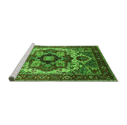 Sideview of Machine Washable Oriental Green Industrial Area Rugs, wshurb1450grn