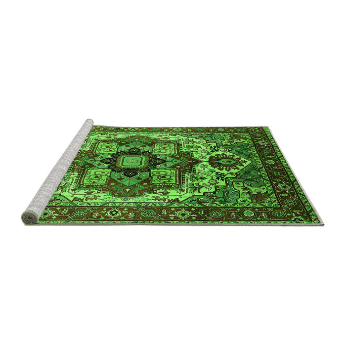 Sideview of Machine Washable Oriental Green Industrial Area Rugs, wshurb1450grn