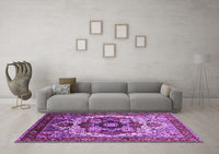 Machine Washable Oriental Purple Industrial Rug, wshurb1450pur