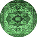 Round Oriental Emerald Green Industrial Rug, urb1450emgrn