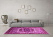 Machine Washable Oriental Pink Industrial Rug in a Living Room, wshurb1450pnk