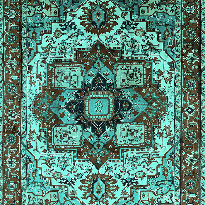 Machine Washable Oriental Turquoise Industrial Area Rugs, wshurb1450turq