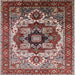 Square Mid-Century Modern Saffron Red Oriental Rug, urb1450