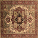 Square Machine Washable Oriental Brown Industrial Rug, wshurb1450brn