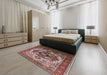 Machine Washable Industrial Modern Saffron Red Rug in a Bedroom, wshurb1450