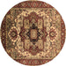 Round Oriental Brown Industrial Rug, urb1450brn