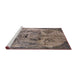 Sideview of Machine Washable Industrial Modern Khaki Rose Pink Rug, wshurb1451