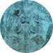 Round Oriental Light Blue Industrial Rug, urb1451lblu