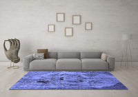 Machine Washable Oriental Blue Industrial Rug, wshurb1451blu