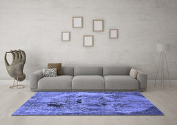 Machine Washable Oriental Blue Industrial Rug in a Living Room, wshurb1451blu