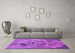 Machine Washable Oriental Purple Industrial Area Rugs in a Living Room, wshurb1451pur