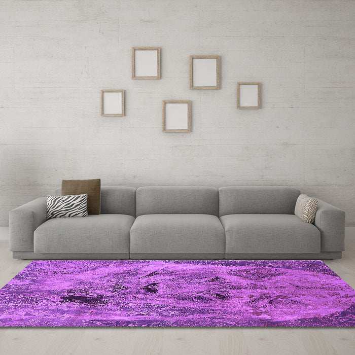 Machine Washable Oriental Purple Industrial Area Rugs in a Living Room, wshurb1451pur