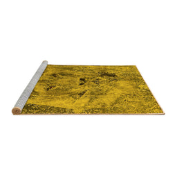 Sideview of Machine Washable Oriental Yellow Industrial Rug, wshurb1451yw