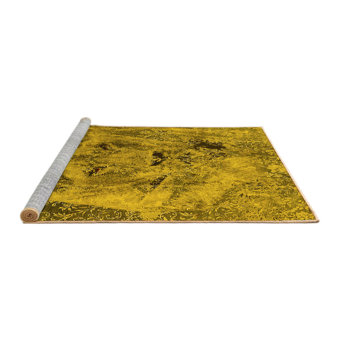 Sideview of Machine Washable Oriental Yellow Industrial Rug, wshurb1451yw