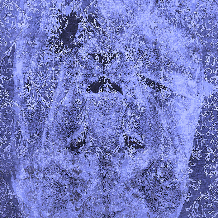 Machine Washable Oriental Blue Industrial Rug, wshurb1451blu