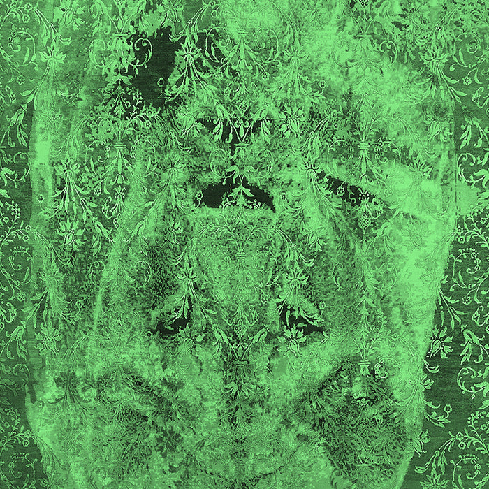 Machine Washable Oriental Emerald Green Industrial Area Rugs, wshurb1451emgrn