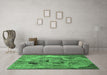 Machine Washable Oriental Emerald Green Industrial Area Rugs in a Living Room,, wshurb1451emgrn