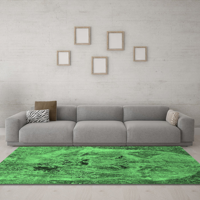 Machine Washable Oriental Emerald Green Industrial Area Rugs in a Living Room,, wshurb1451emgrn