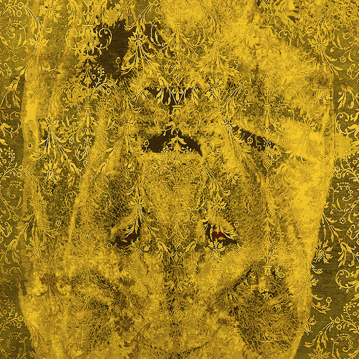 Machine Washable Oriental Yellow Industrial Rug, wshurb1451yw