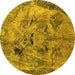 Round Oriental Yellow Industrial Rug, urb1451yw