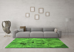 Machine Washable Oriental Green Industrial Area Rugs in a Living Room,, wshurb1451grn
