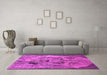 Machine Washable Oriental Pink Industrial Rug in a Living Room, wshurb1451pnk