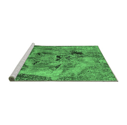 Sideview of Machine Washable Oriental Emerald Green Industrial Area Rugs, wshurb1451emgrn