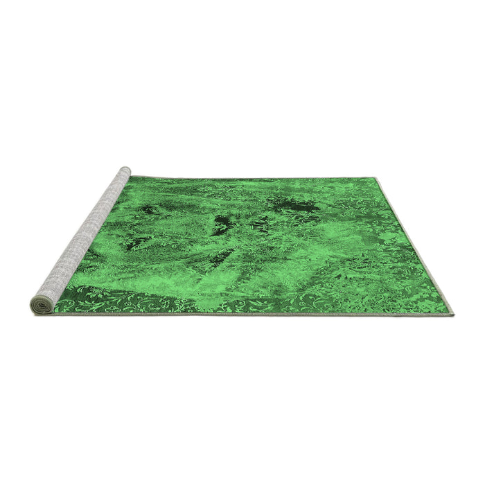 Sideview of Machine Washable Oriental Emerald Green Industrial Area Rugs, wshurb1451emgrn