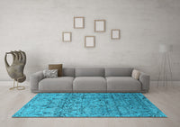 Machine Washable Oriental Light Blue Industrial Rug, wshurb1452lblu