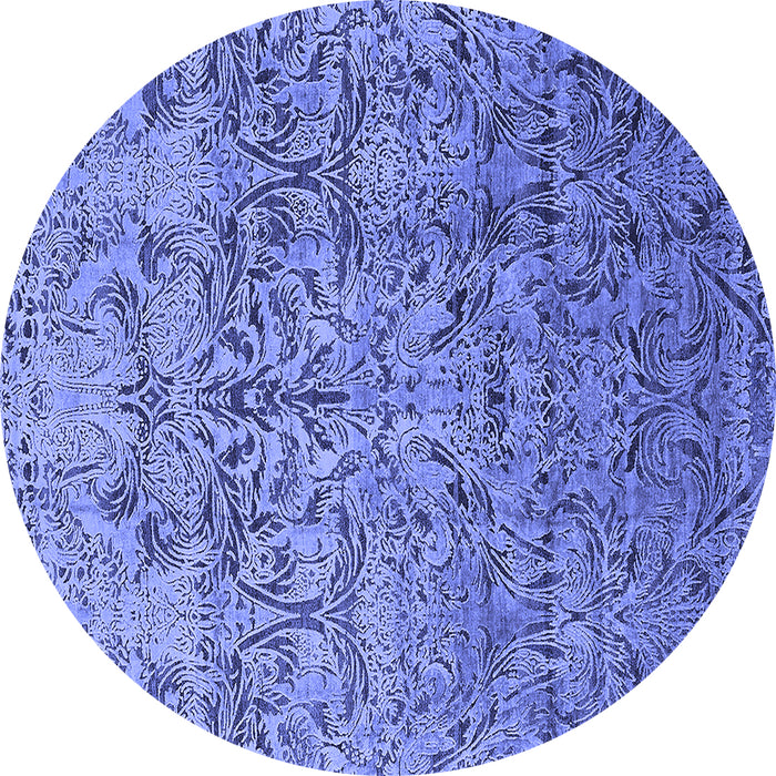 Round Oriental Blue Industrial Rug, urb1452blu
