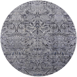 Round Mid-Century Modern Gray Oriental Rug, urb1452