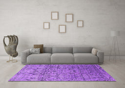 Machine Washable Oriental Purple Industrial Area Rugs in a Living Room, wshurb1452pur