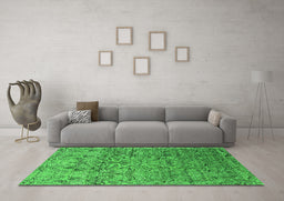 Machine Washable Oriental Green Industrial Area Rugs in a Living Room,, wshurb1452grn
