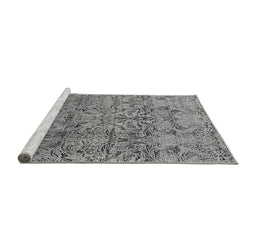 Sideview of Machine Washable Oriental Gray Industrial Rug, wshurb1452gry